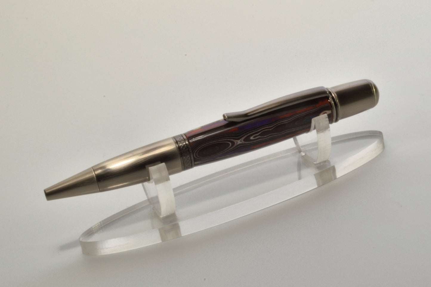 Handcrafted Twist Pen Made With Fordite From The Corvette Factory in Antique Gunmetal Finish