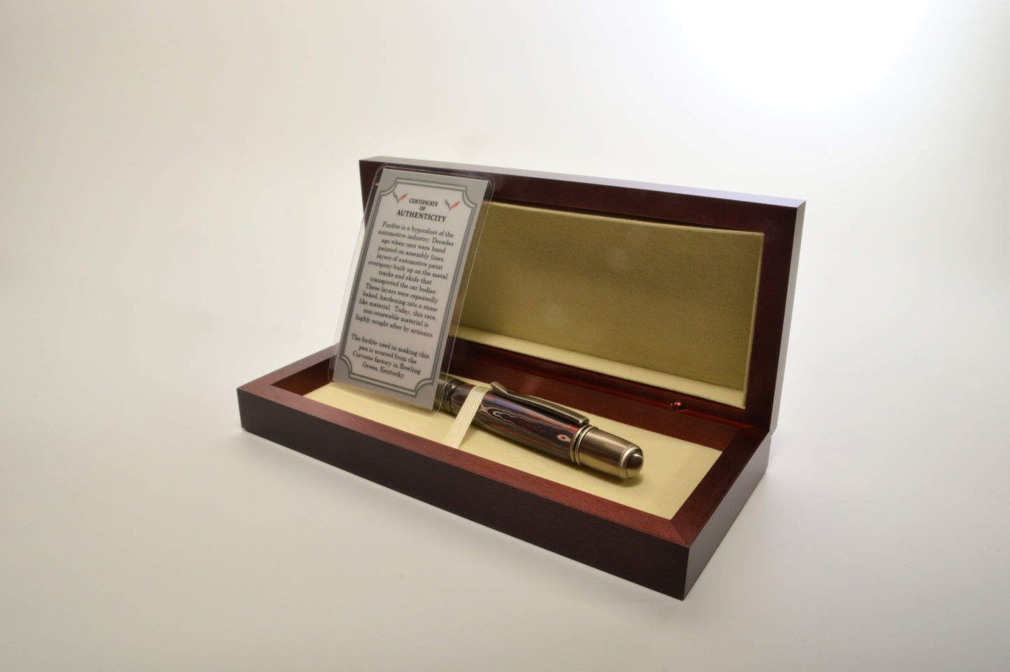 Handcrafted Twist Pen Made With Fordite From The Corvette Factory in Antique Gunmetal Finish