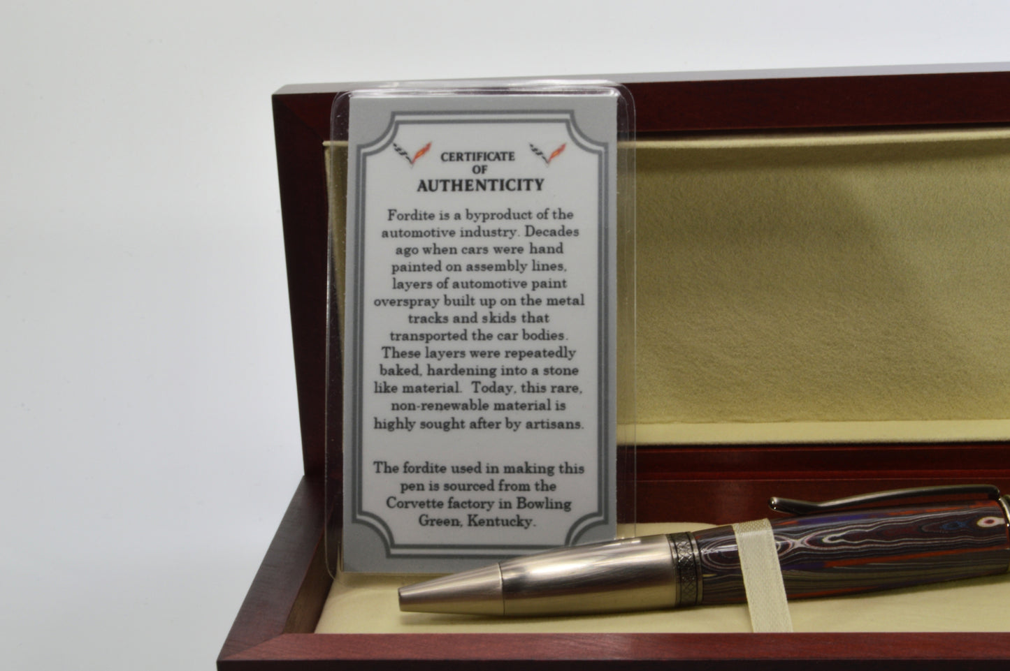 Handcrafted Twist Pen Made With Fordite From The Corvette Factory in Antique Gunmetal Finish