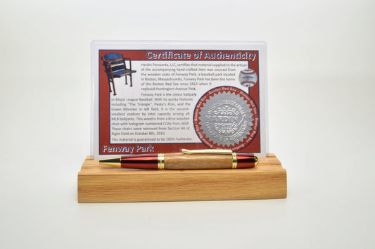 Handcrafted Pen Made From A Boston Red Sox Fenway Park Wooden Seat