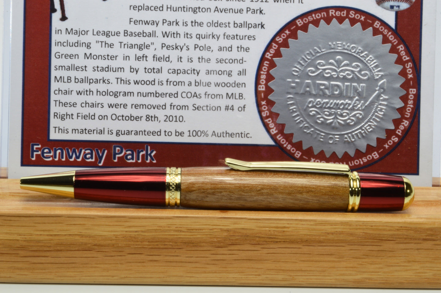 Handcrafted Pen Made From A Boston Red Sox Fenway Park Wooden Seat