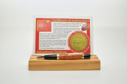 Handcrafted Pen Made From Kanas City Chiefs Arrowhead Stadium Seat