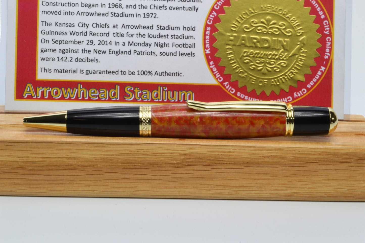 Handcrafted Pen Made From Kanas City Chiefs Arrowhead Stadium Seat
