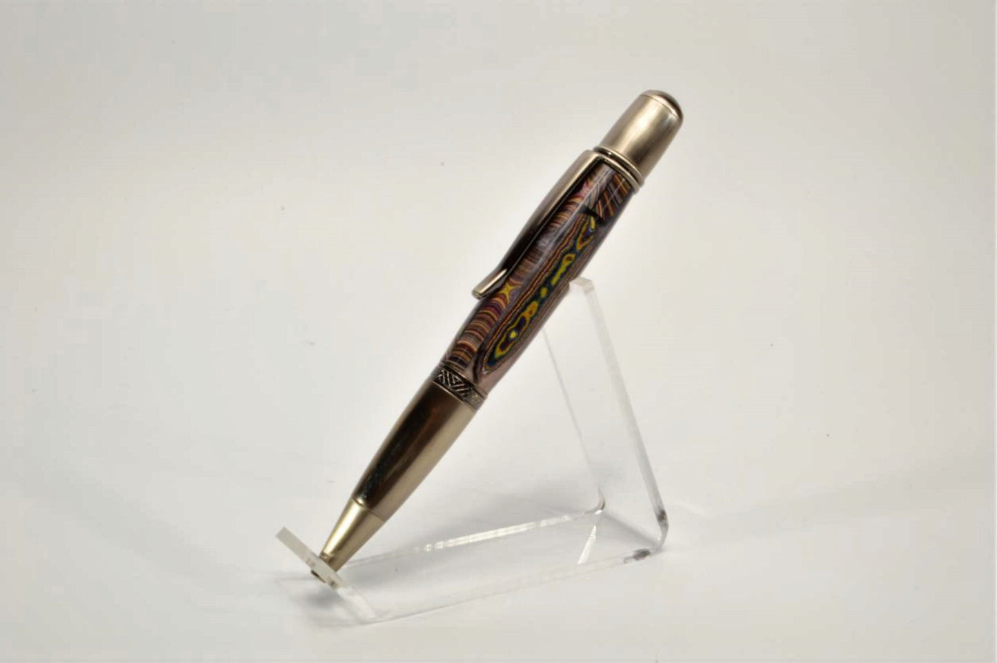 Handcrafted Twist Pen Made With Fordite From The Corvette Factory in Antique Gunmetal Finish