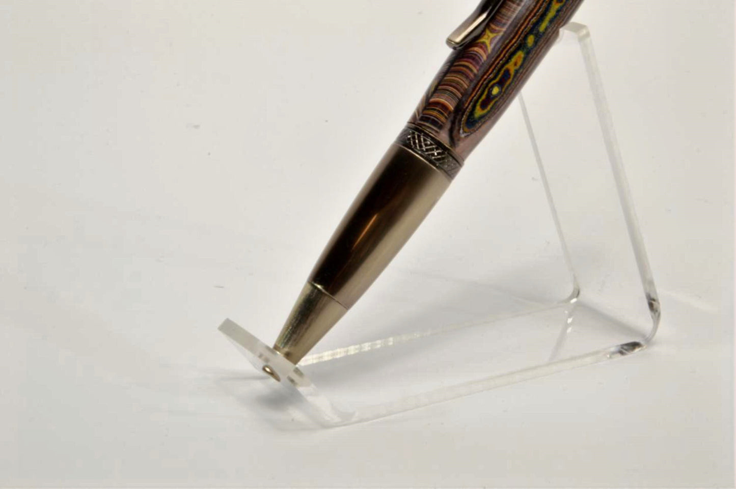 Handcrafted Twist Pen Made With Fordite From The Corvette Factory in Antique Gunmetal Finish