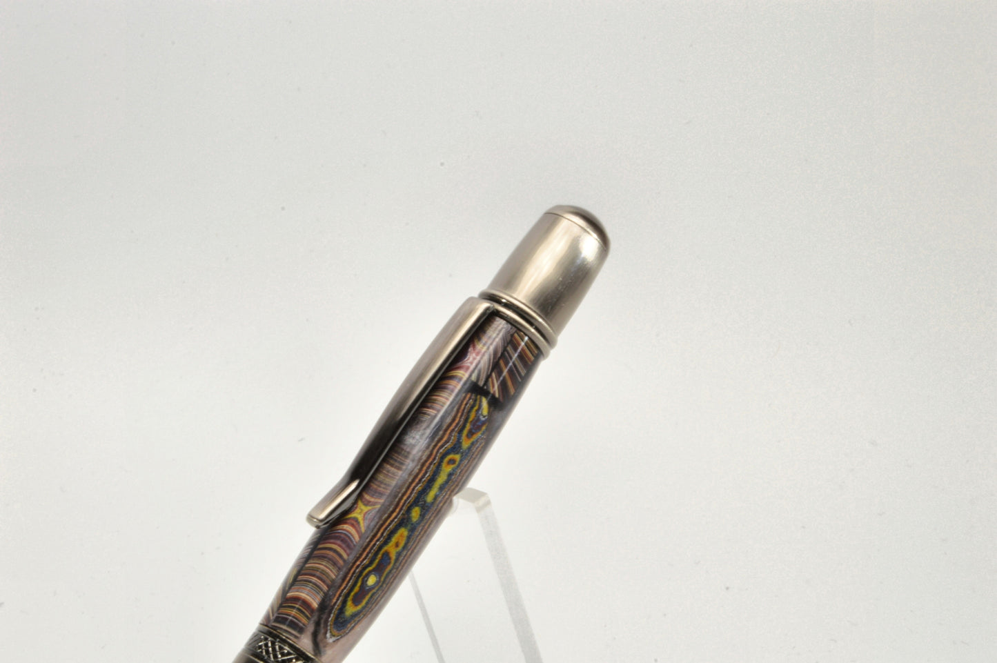 Handcrafted Twist Pen Made With Fordite From The Corvette Factory in Antique Gunmetal Finish