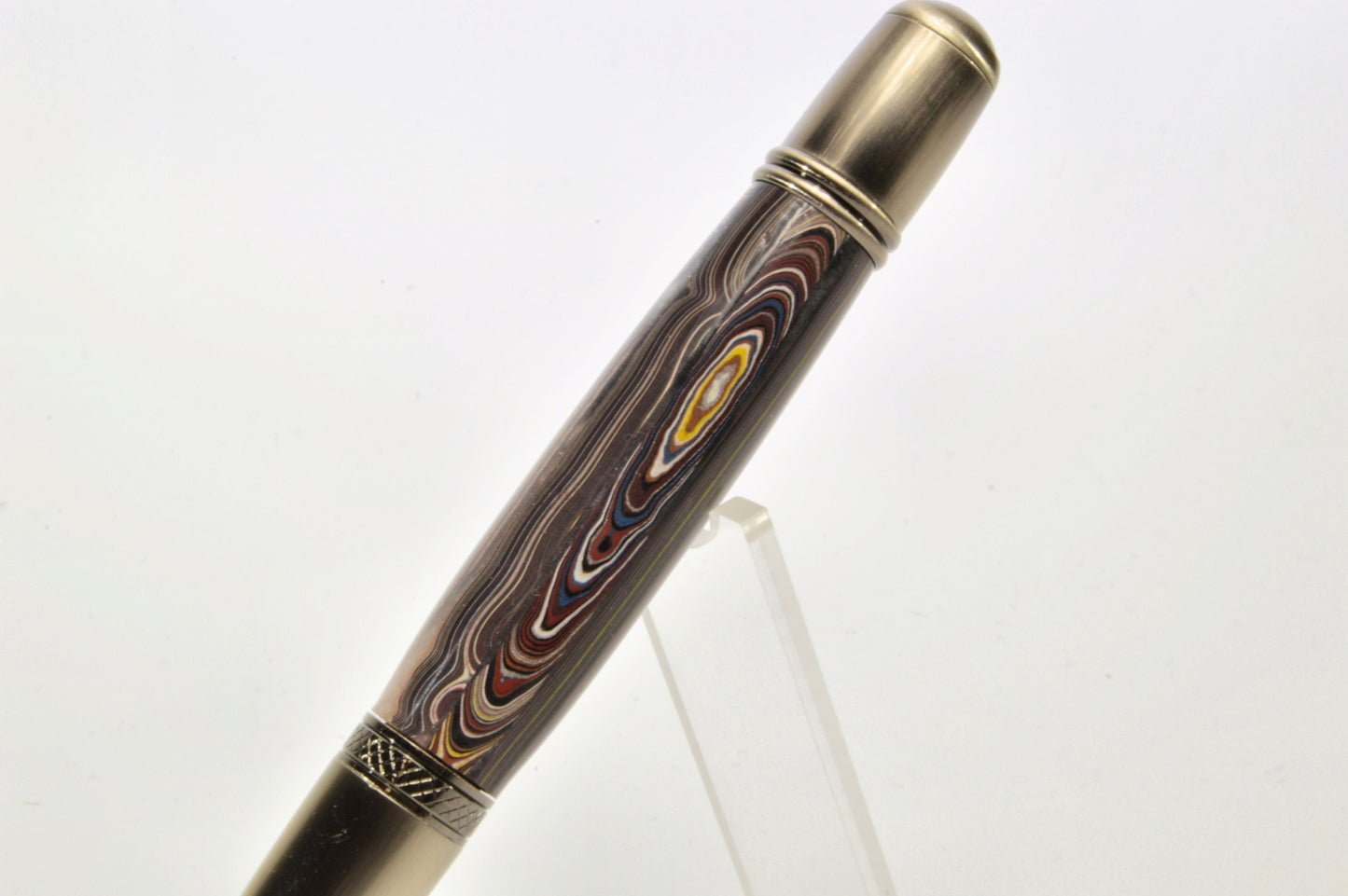 Handcrafted Twist Pen Made With Fordite From The Corvette Factory in Antique Gunmetal Finish