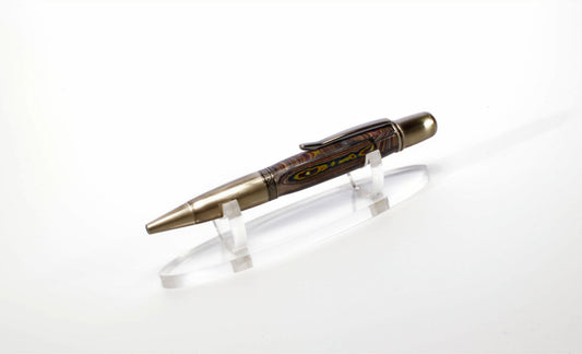Handcrafted Twist Pen Made With Fordite From The Corvette Factory in Antique Gunmetal Finish