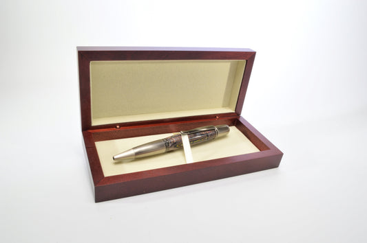 Handcrafted Twist Pen Made With Fordite From The Corvette Factory in Antique Gunmetal Finish