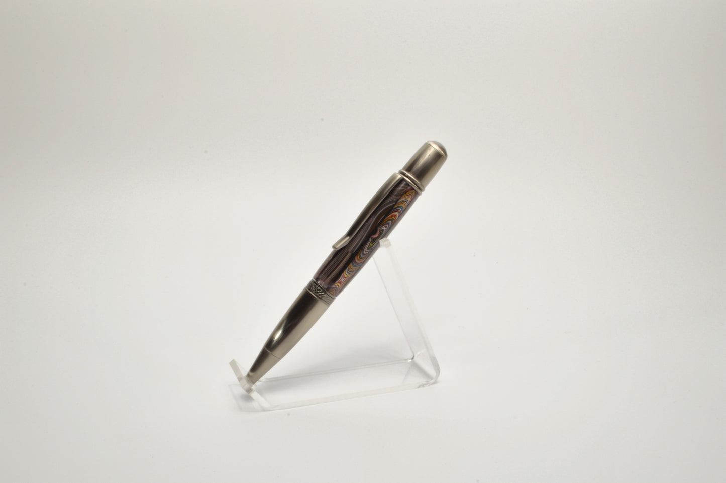 Handcrafted Twist Pen Made With Fordite From The Corvette Factory in Antique Gunmetal Finish