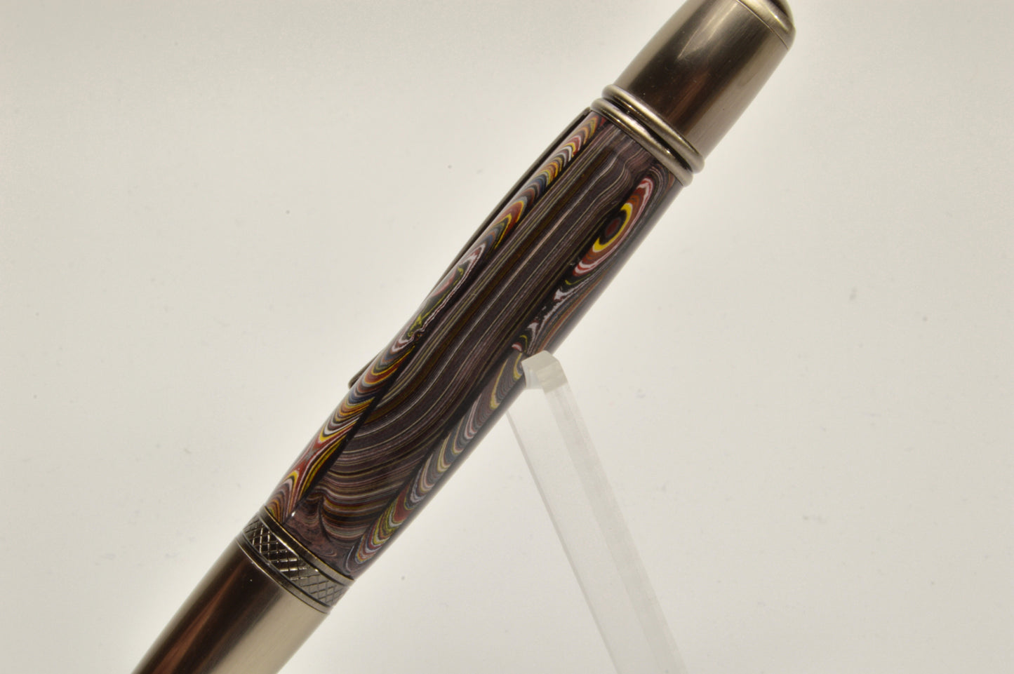 Handcrafted Twist Pen Made With Fordite From The Corvette Factory in Antique Gunmetal Finish