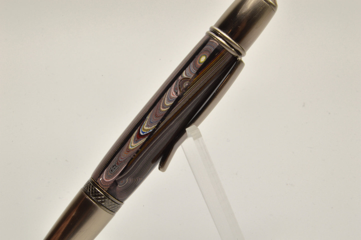 Handcrafted Twist Pen Made With Fordite From The Corvette Factory in Antique Gunmetal Finish