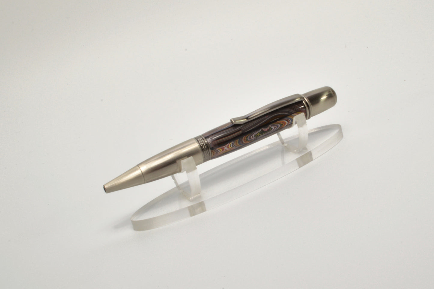 Handcrafted Twist Pen Made With Fordite From The Corvette Factory in Antique Gunmetal Finish
