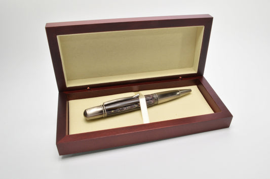 Handcrafted Twist Pen Made With Fordite From The Corvette Factory in Antique Gunmetal Finish