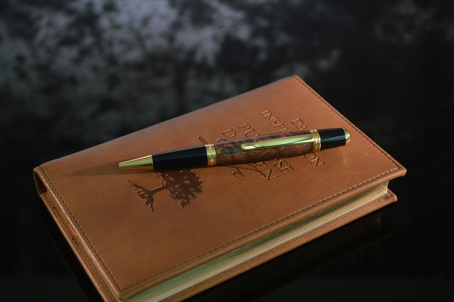 Handcrafted Gold and Black Chrome Twist Pen Made With Walnut From North Georgia