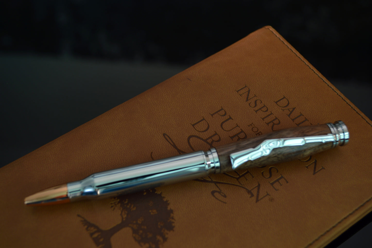 North Georgia Walnut Handcrafted Chrome Bullet Twist Pen with Velvet Gift Bag