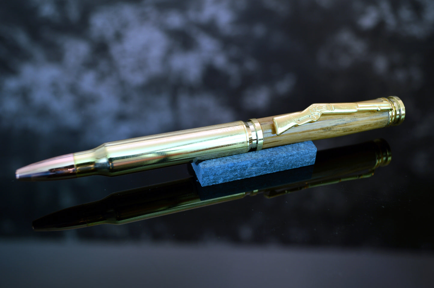 Handcrafted Whiskey Barrel Bullet Twist Pen in Gold Finish