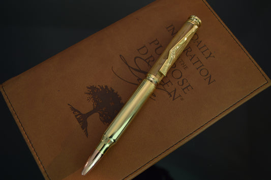 Handcrafted Whiskey Barrel Bullet Twist Pen in Gold Finish