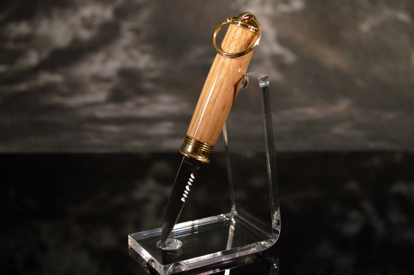 Whiskey Barrel Oak Key Ring and Knife Combo