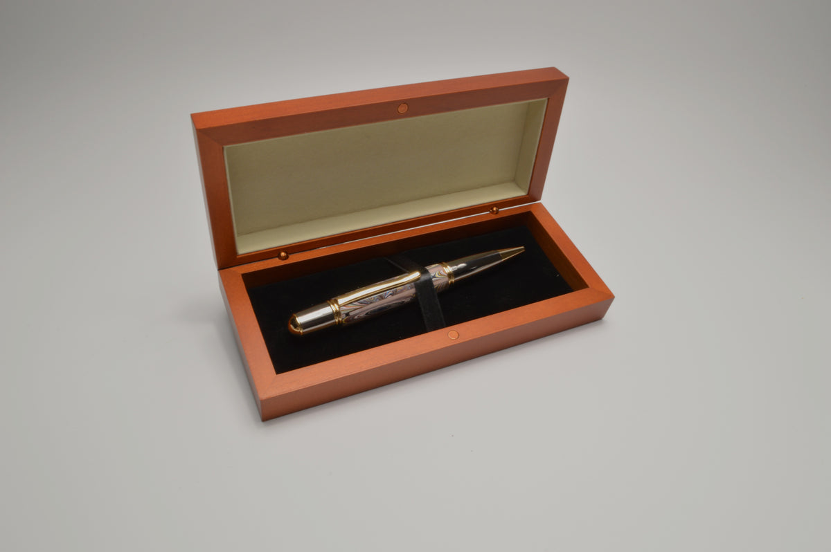Handcrafted Twist Pen Made With Fordite From The Corvette Factory in Gold and Gunmetal Finish