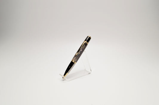 Handcrafted Twist Pen Made With Fordite From The Corvette Factory in Gold and Gunmetal Finish