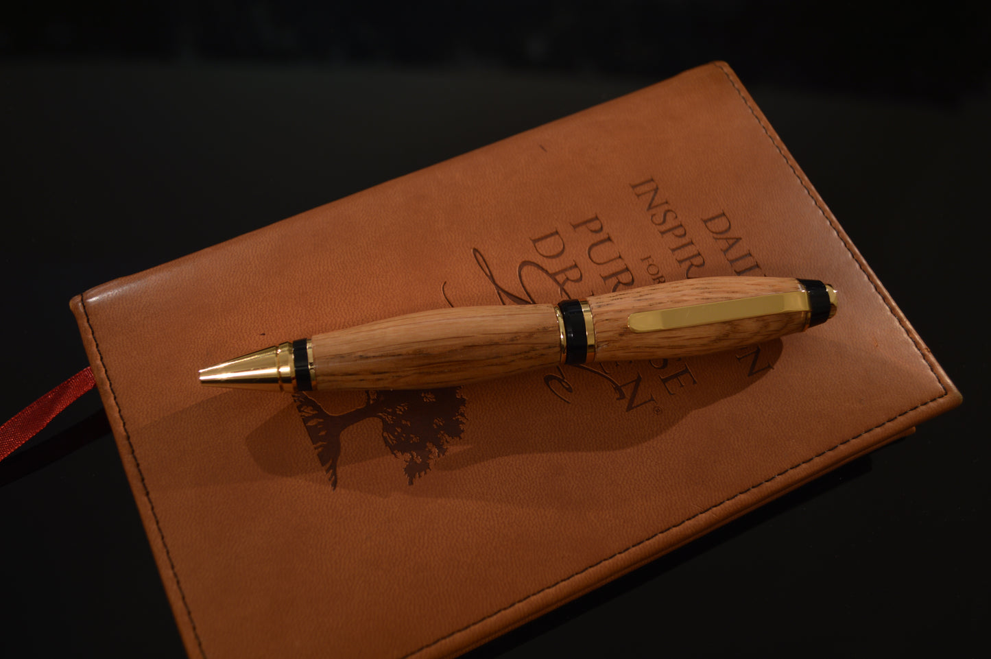 Whiskey Barrel Cigar Style Twist Pen - Gold Finish & Black Trim