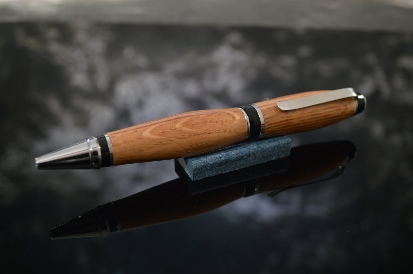 Whiskey Barrel Cigar Style Twist Pen with Chrome Finish and Black Trim