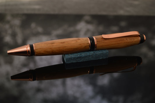 Whiskey Barrel Cigar Style Twist Pen - Copper Finish and Black Trim