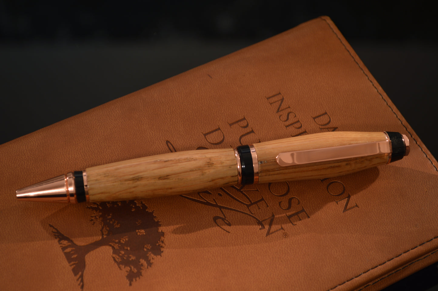 Whiskey Barrel Cigar Style Twist Pen - Copper Finish and Black Trim