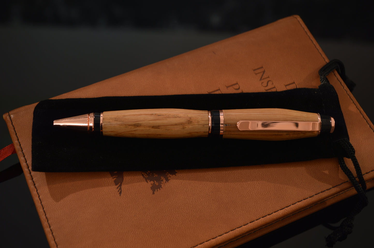 Whiskey Barrel Cigar Style Twist Pen - Copper Finish and Black Trim