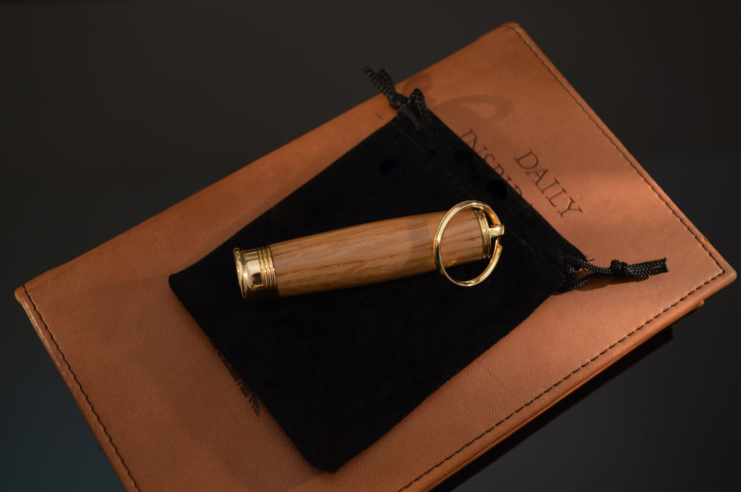 Whiskey Barrel Oak Key Ring and Knife Combo