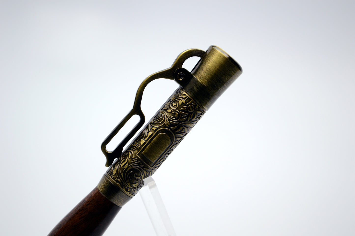 North Georgia Walnut Lever Action Bullet Pen - Antique Brass Finish