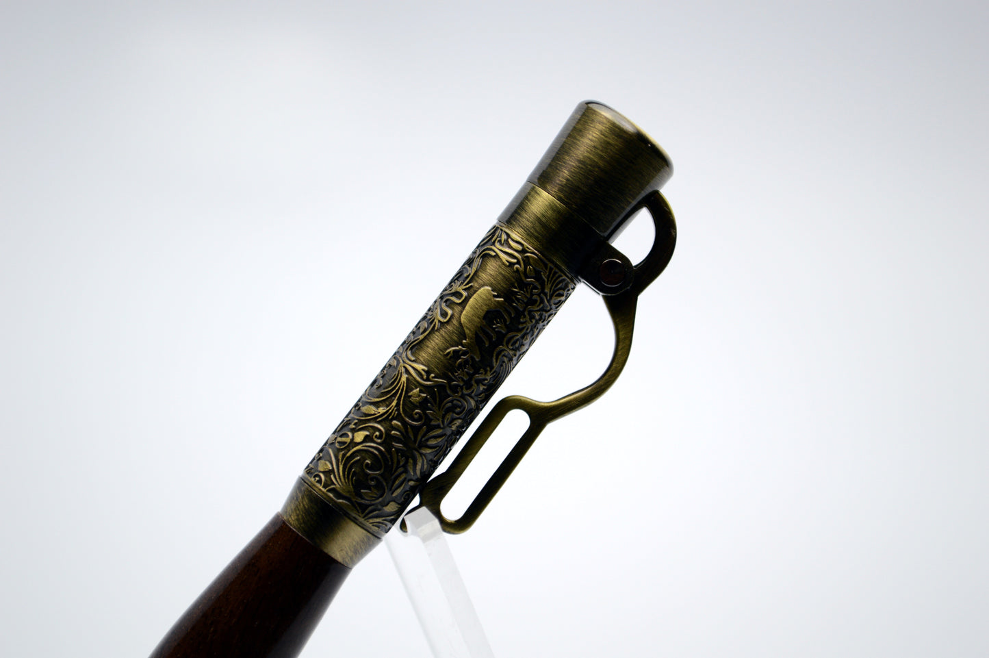 North Georgia Walnut Lever Action Bullet Pen - Antique Brass Finish