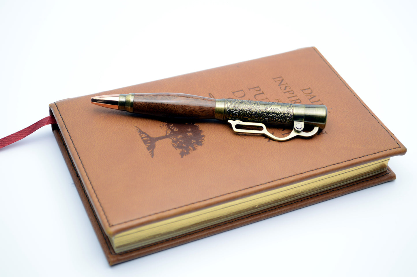 North Georgia Walnut Lever Action Bullet Pen - Antique Brass Finish