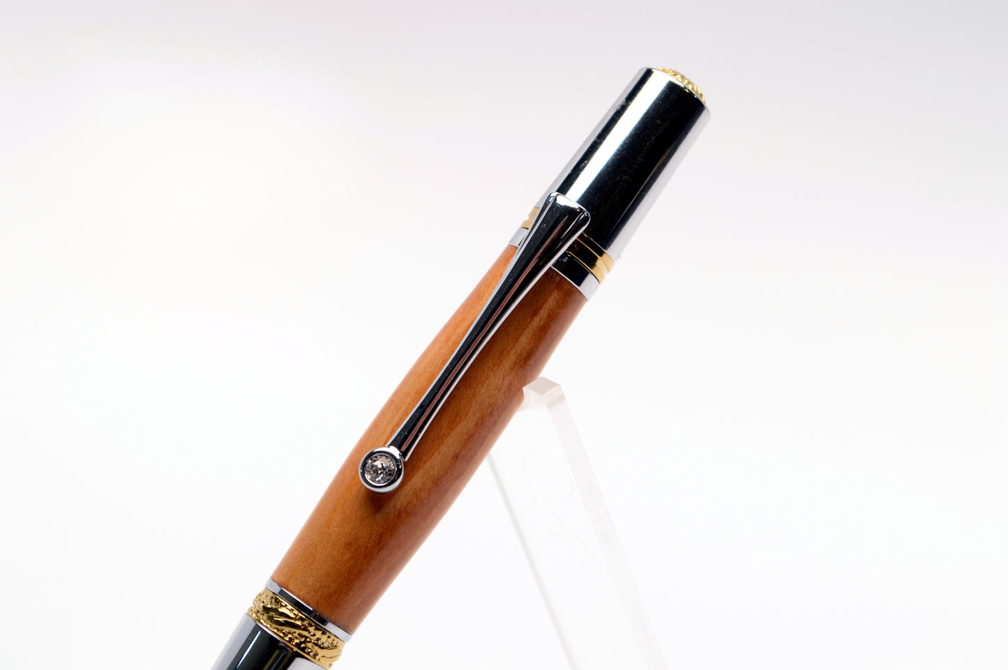 Majestic Squire Twist Pen in Lebanese Cedar with Gold Titanium, Chrome, and Swarovski Crystal