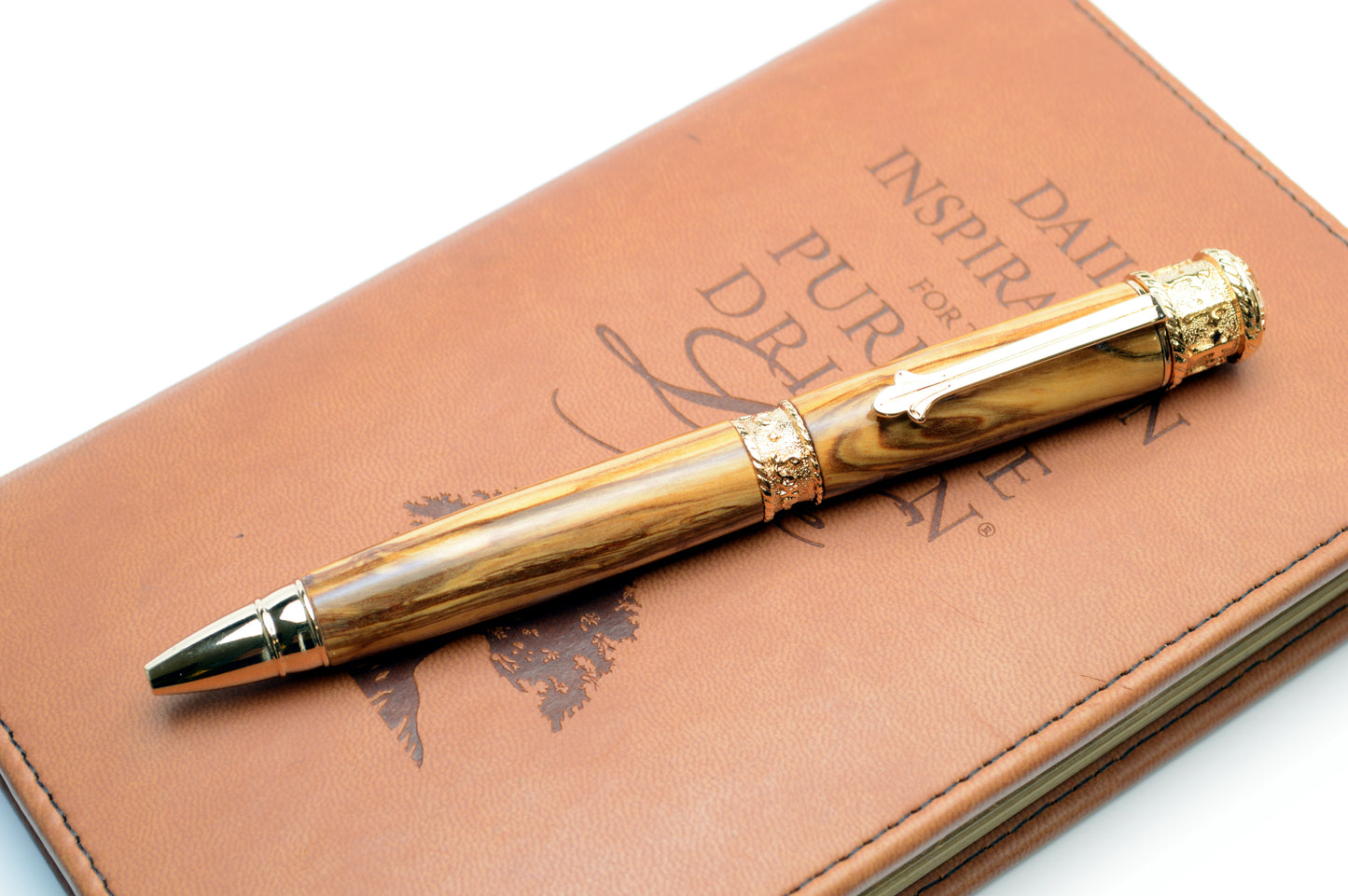 Faith Hope Love Pen Made With Olivewood from the Holy Land With Gold Finish