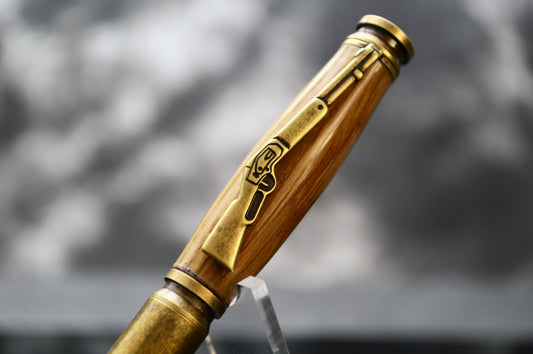 Whiskey Barrel Bullet Twist Pen in Antique Brass Finish