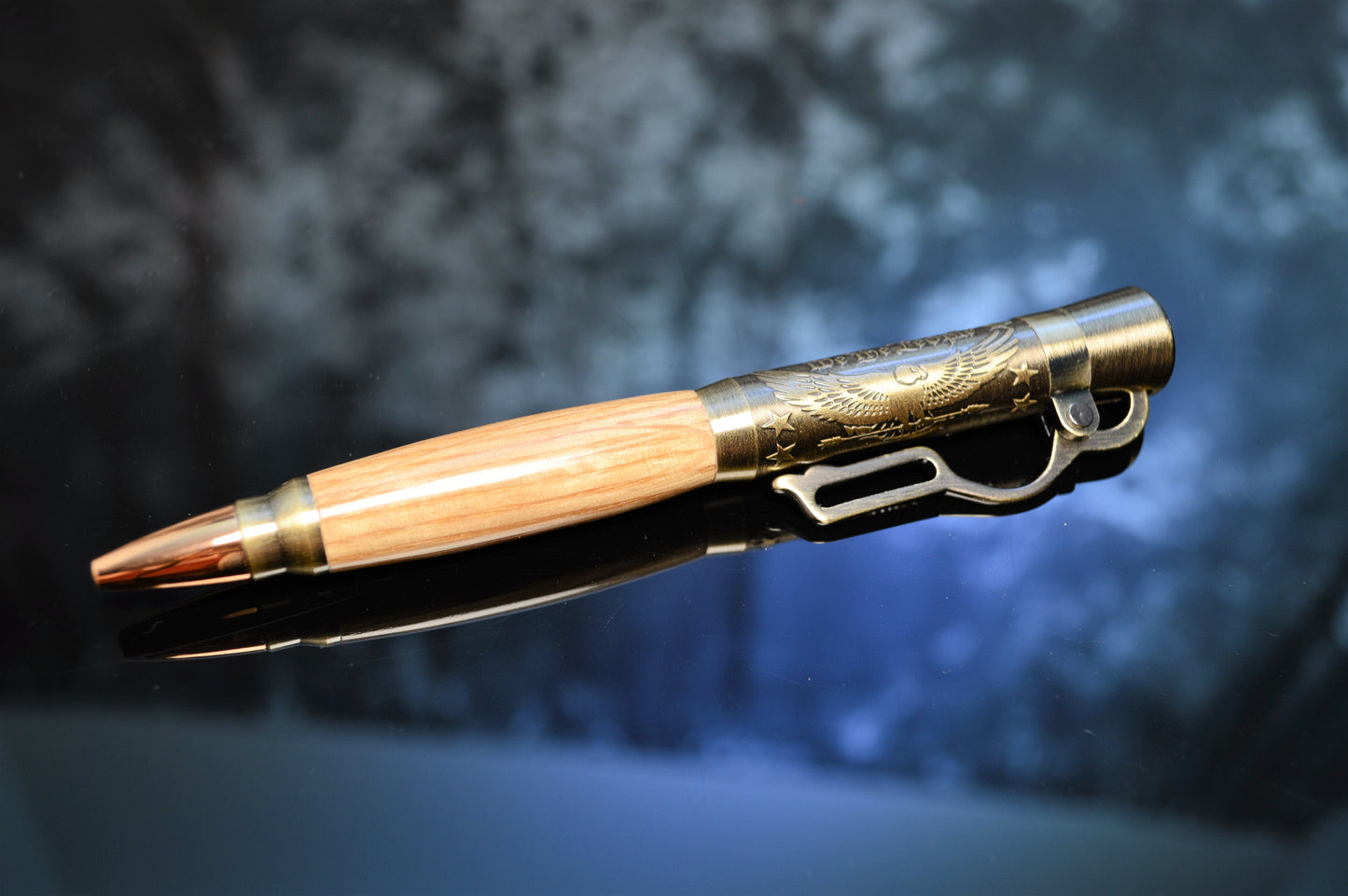 Whiskey Barrel "American Pride" Lever Action Bullet Pen in Antique Brass Finish