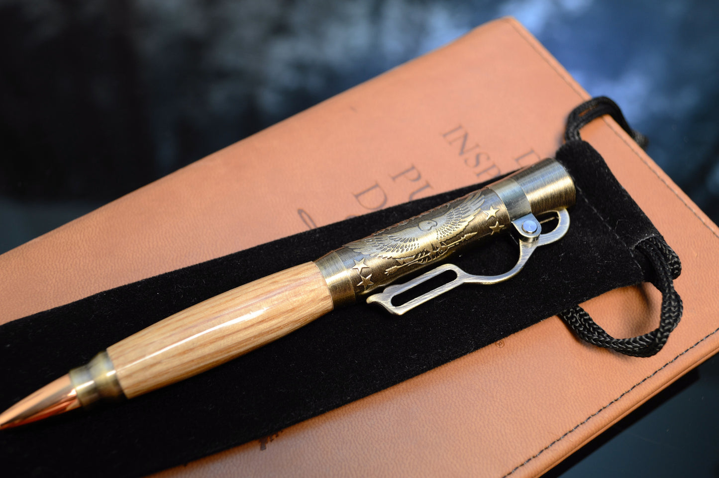 Whiskey Barrel "American Pride" Lever Action Bullet Pen in Antique Brass Finish