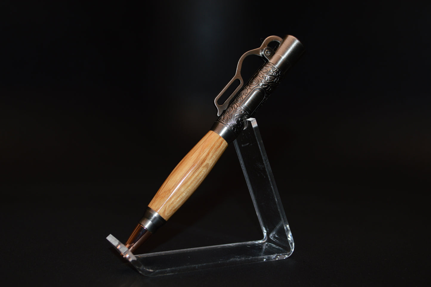 Whiskey Barrel Lever Action Bullet Pen in Antique Silver Finish