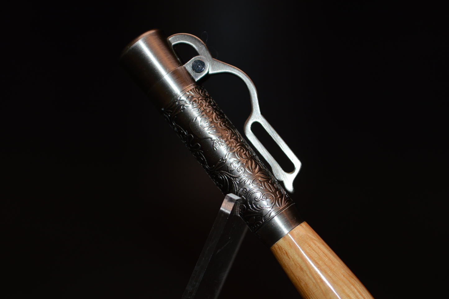 Whiskey Barrel Lever Action Bullet Pen in Antique Silver Finish