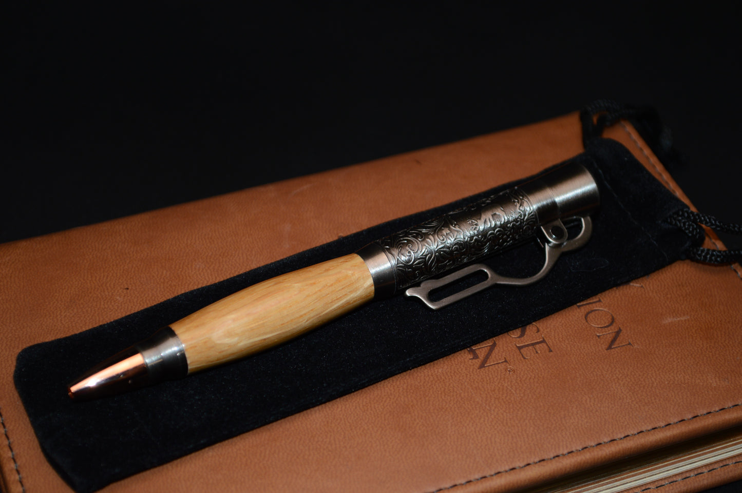 Whiskey Barrel Lever Action Bullet Pen in Antique Silver Finish
