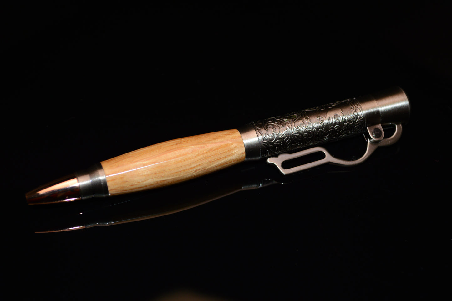 Whiskey Barrel Lever Action Bullet Pen in Antique Silver Finish