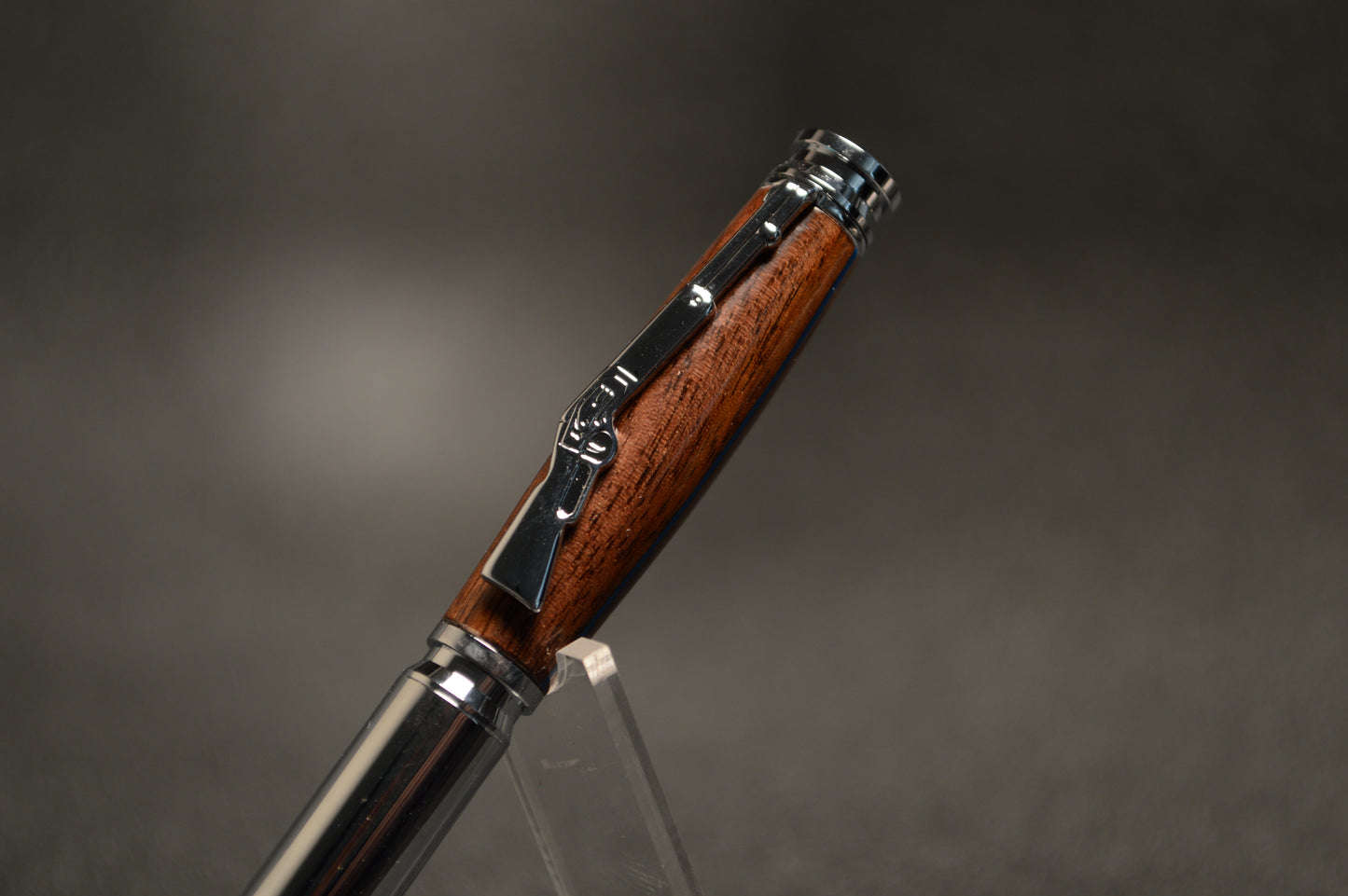 Thin Blue Line Law Enforcement Chrome Bullet Twist Pen in North Georgia Walnut