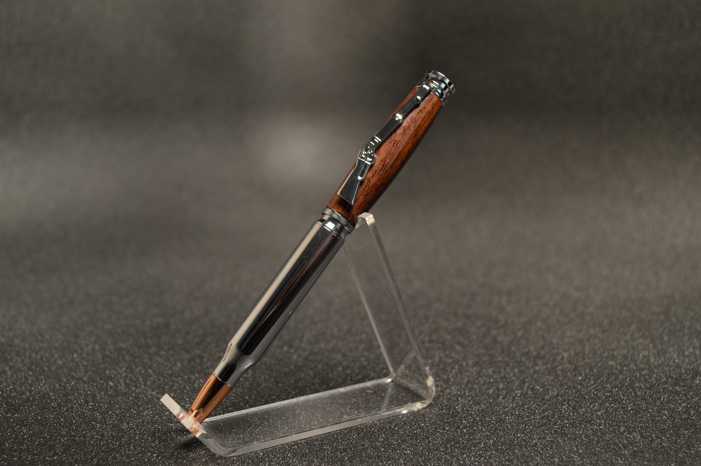 Thin Blue Line Law Enforcement Chrome Bullet Twist Pen in North Georgia Walnut