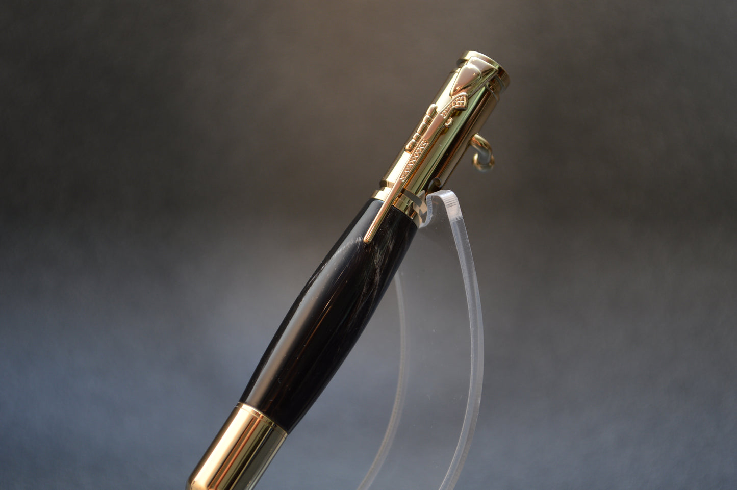 Indian River Buffalo Horn Bolt Action Bullet Pen in Gold Finish with Velvet Pouch