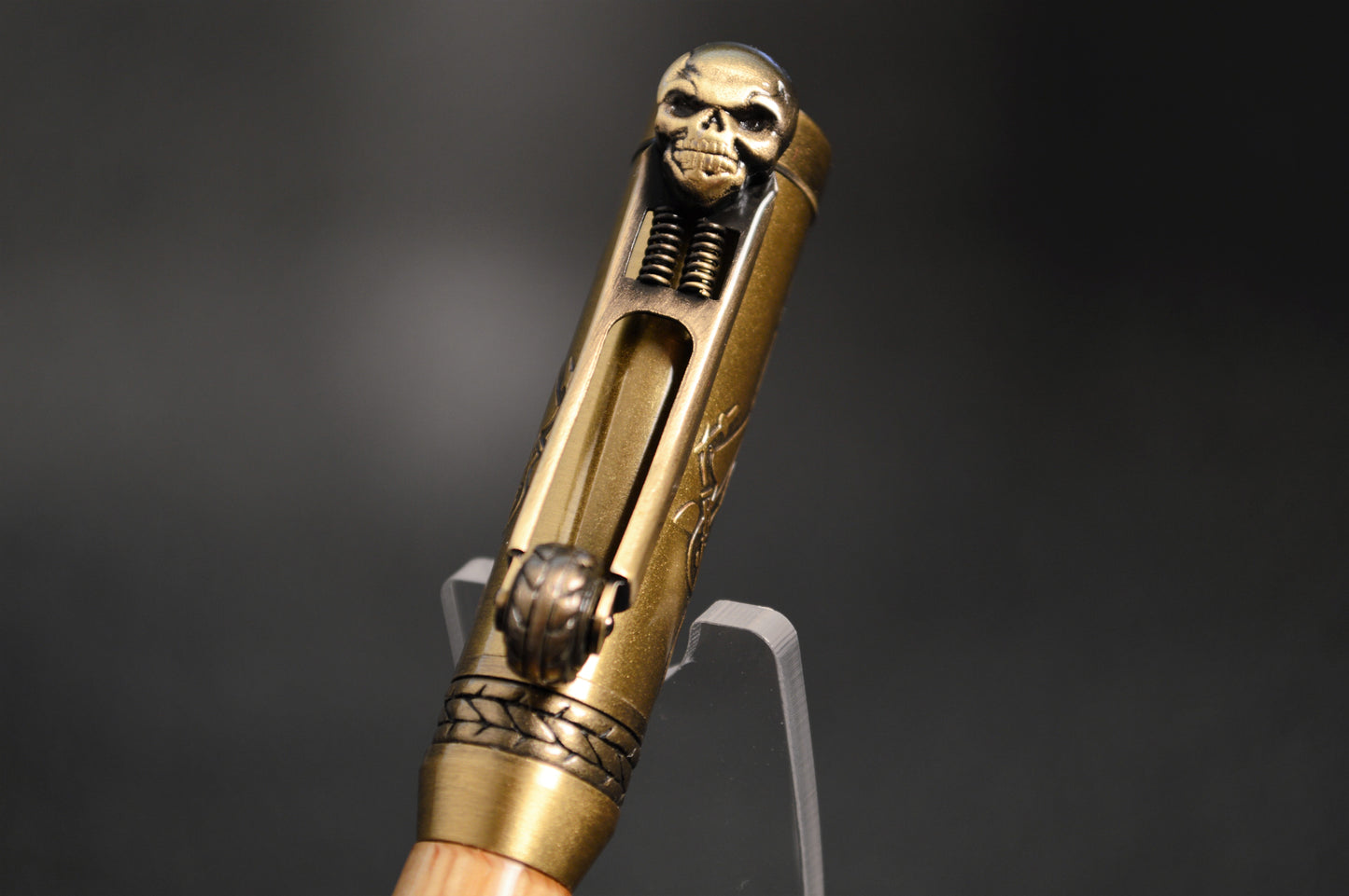 Whiskey Barrel Motorcycle Twist Pen in Antique Brass Finish