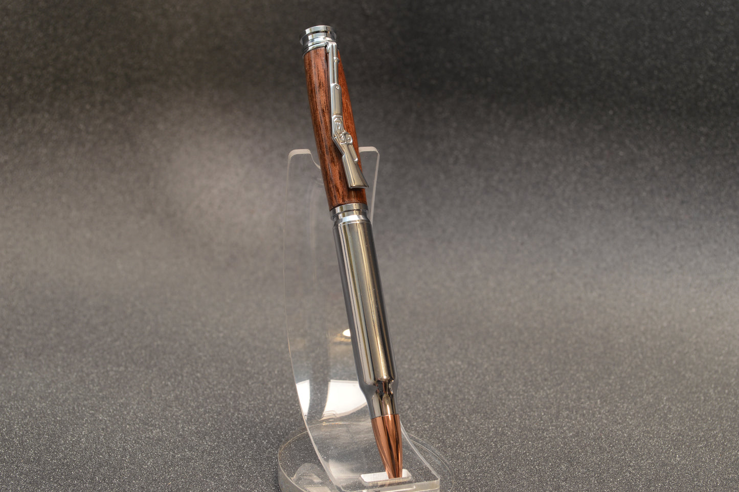 Thin Blue Line Law Enforcement Chrome Bullet Twist Pen in North Georgia Walnut