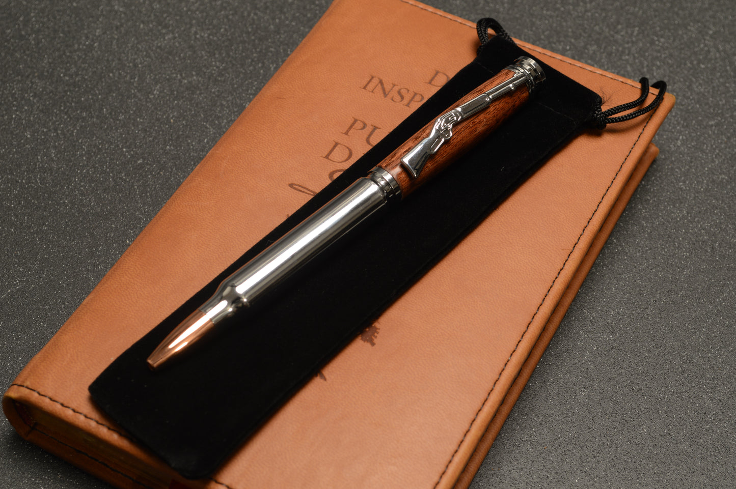 Thin Blue Line Law Enforcement Chrome Bullet Twist Pen in North Georgia Walnut