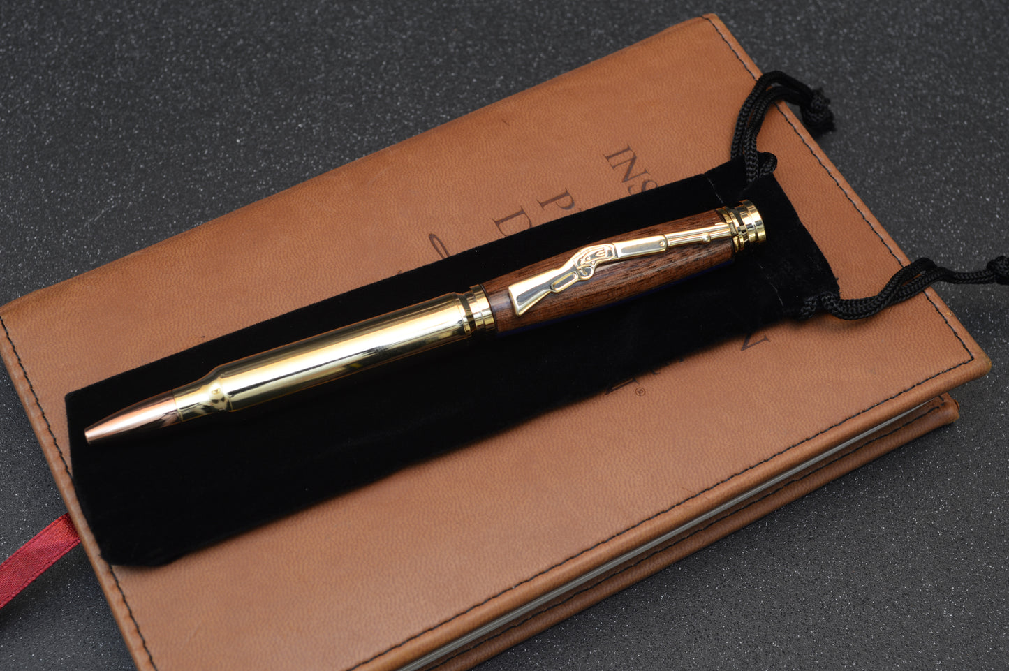 Thin Blue Line Law Enforcement Gold Bullet Twist Pen in North Georgia Walnut